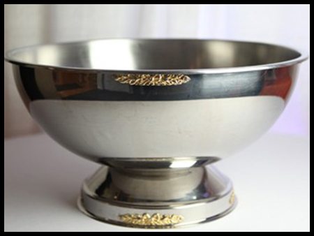Punch Bowl 5 gal. S.S. w/Gold Trim